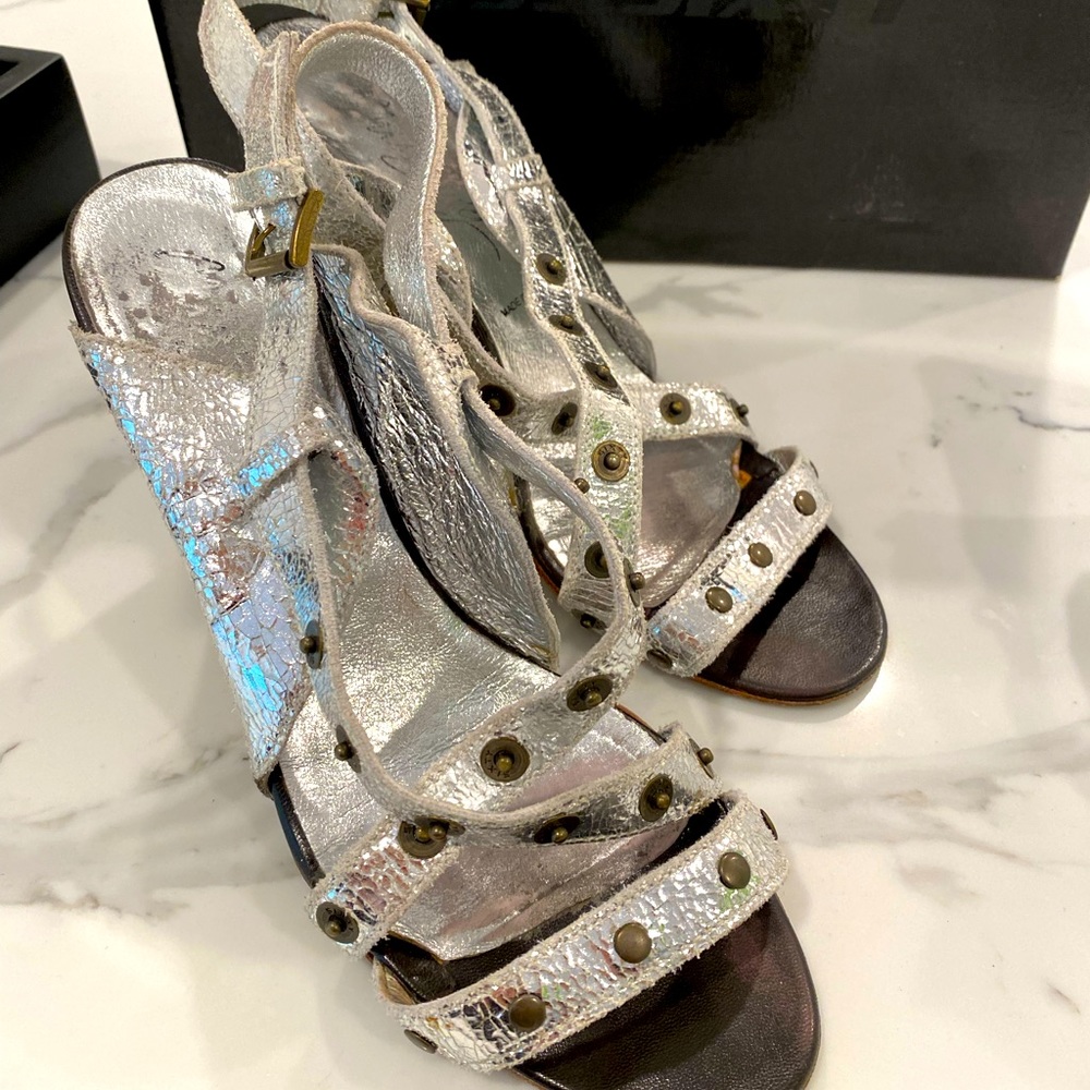 Miss Sixty metallic Silver studded Strappy heels size 38
